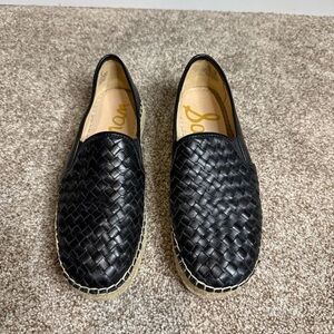 Sam Edelman Black Woven Leather Loafers